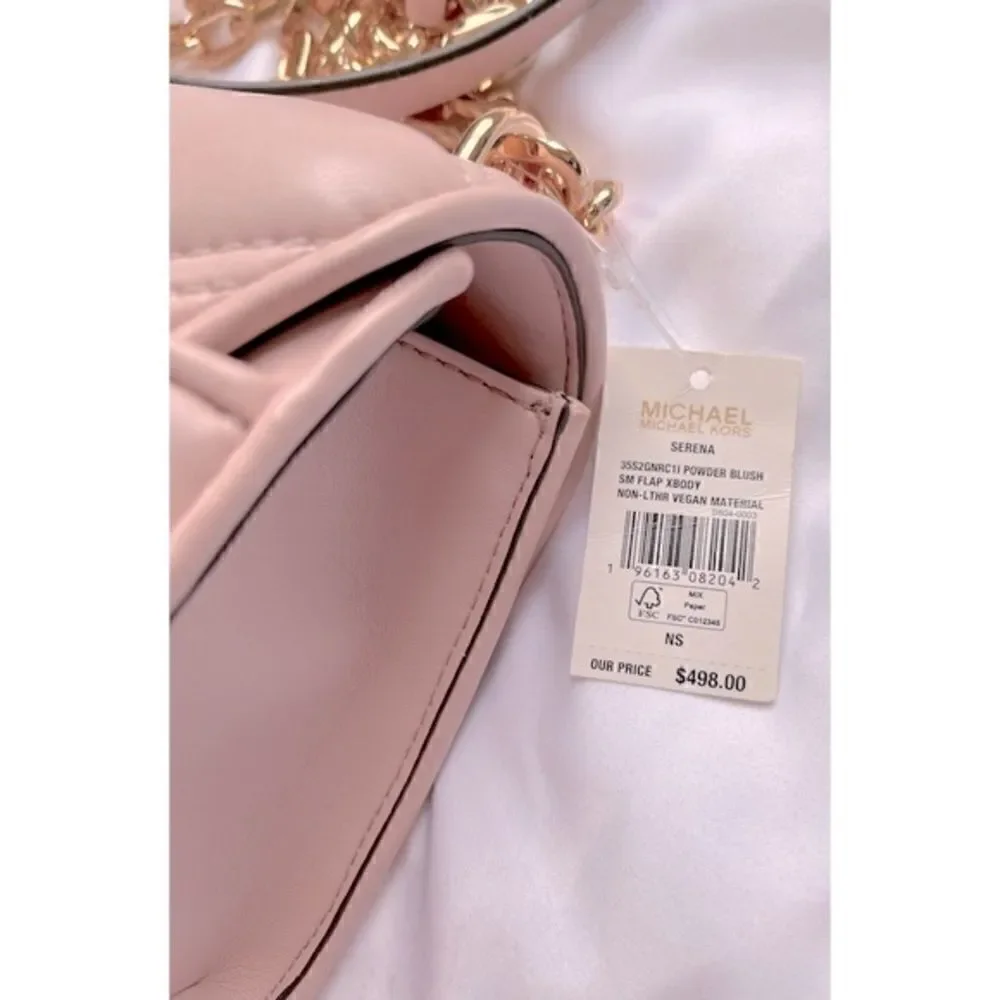 NWT MICHAEL KORS Serena Small Flap Studded Crossbody Bag in Powder Blush